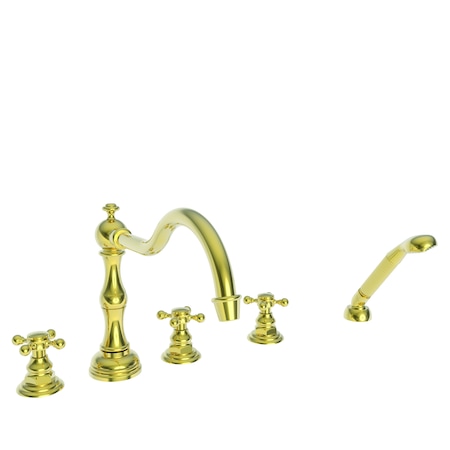 Newport Brass Tub Faucet with Hand Shower, 5, Deck, Forever Brass (PVD) 3-937-01